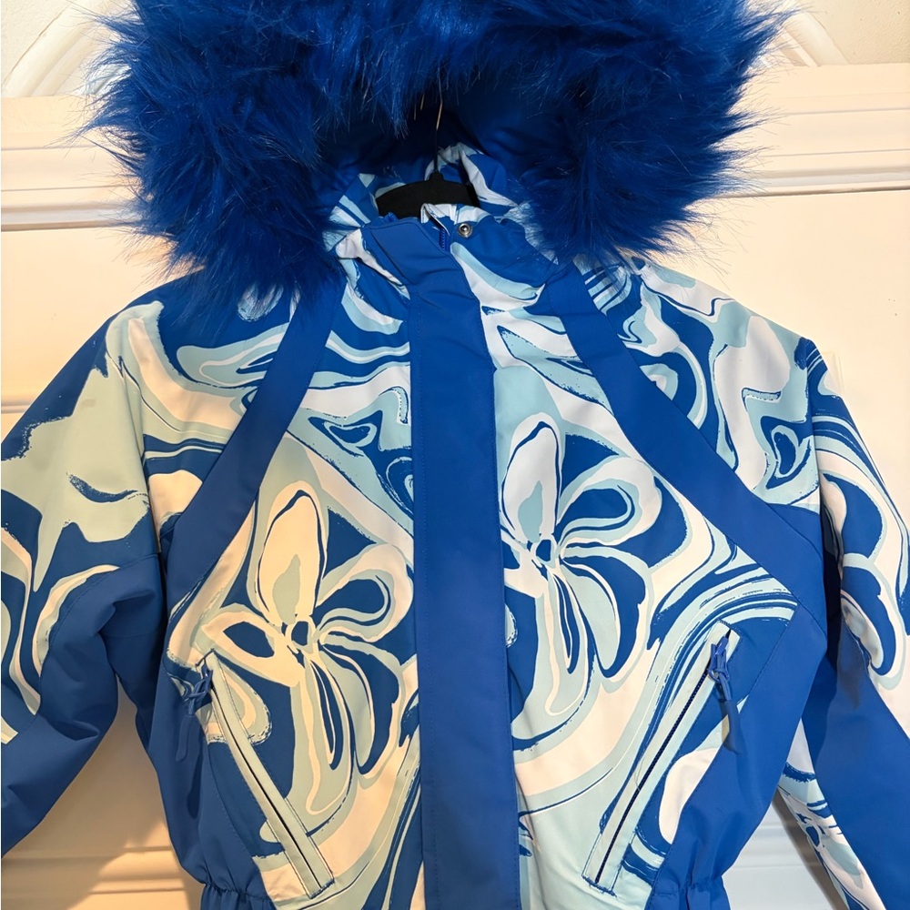 ASOS 4505 ski snow suit with blue swirl print size 0 - Picture 8 of 11